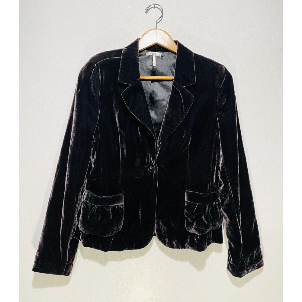 Metro 7 velvet jacket blazer cropped pockets brown disco women's 8
